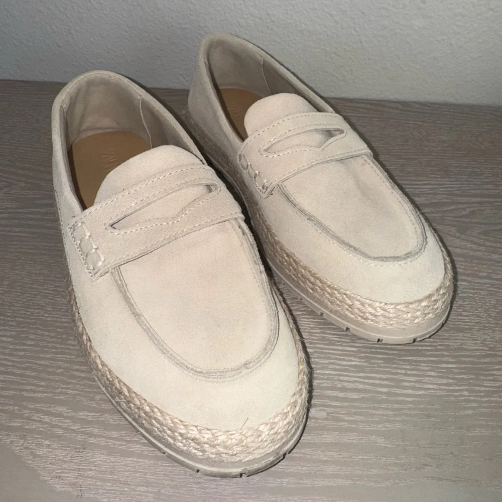Zara suede espadrille boys loafers beige size 36 (4)